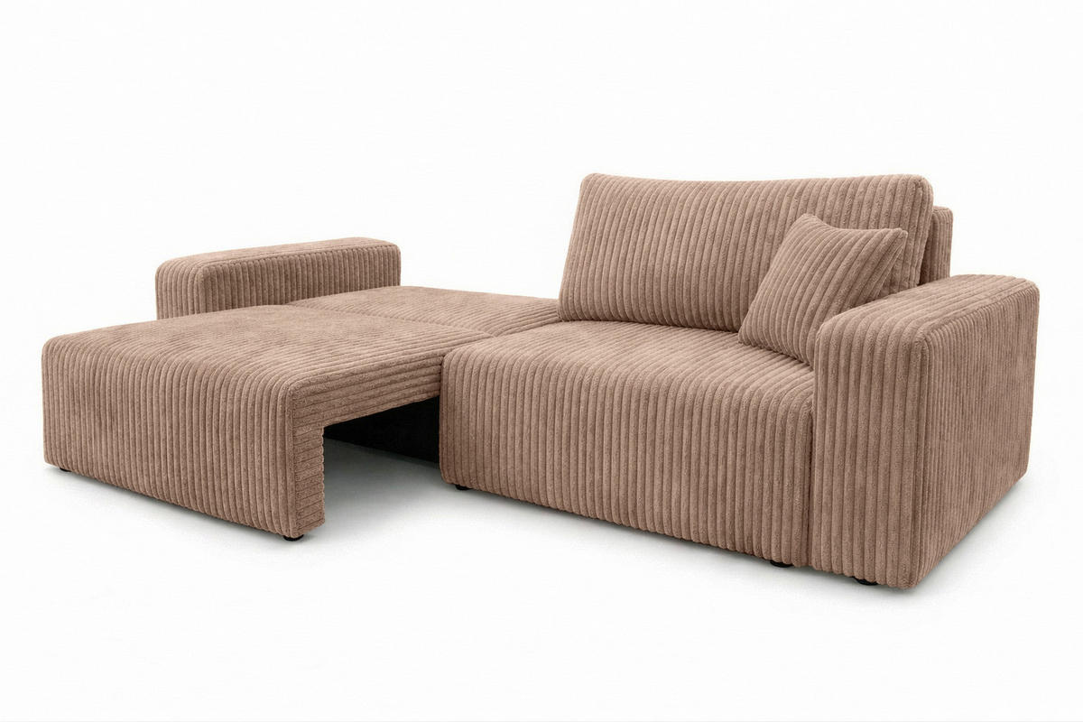 SOFA Mit Schlaffunktion Und Bettkasten, Cordstoff Tilia, Braun, BEST SCORNER - Braun, Holz (245/83/90cm) - Kaiser Möbel