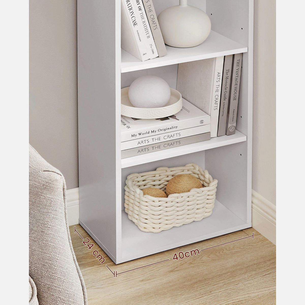 BÜCHERREGAL AUFBEWAHRUNGSREGAL - Weiß, Holzwerkstoff (24/179/40cm) - Hansiro