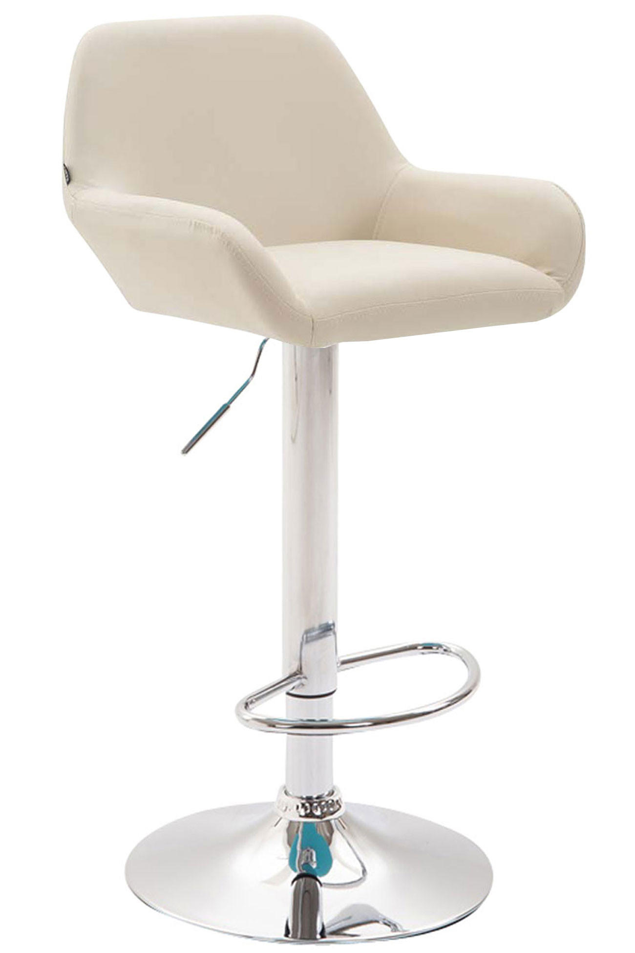 BARHOCKER DUBLIN Creme Kunstleder Chrom - Creme, Leder/Metall (51/89/52cm) - DELUKE