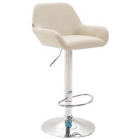 BARHOCKER DUBLIN Creme Kunstleder Chrom - Creme, Leder/Metall (51/89/52cm) - DELUKE