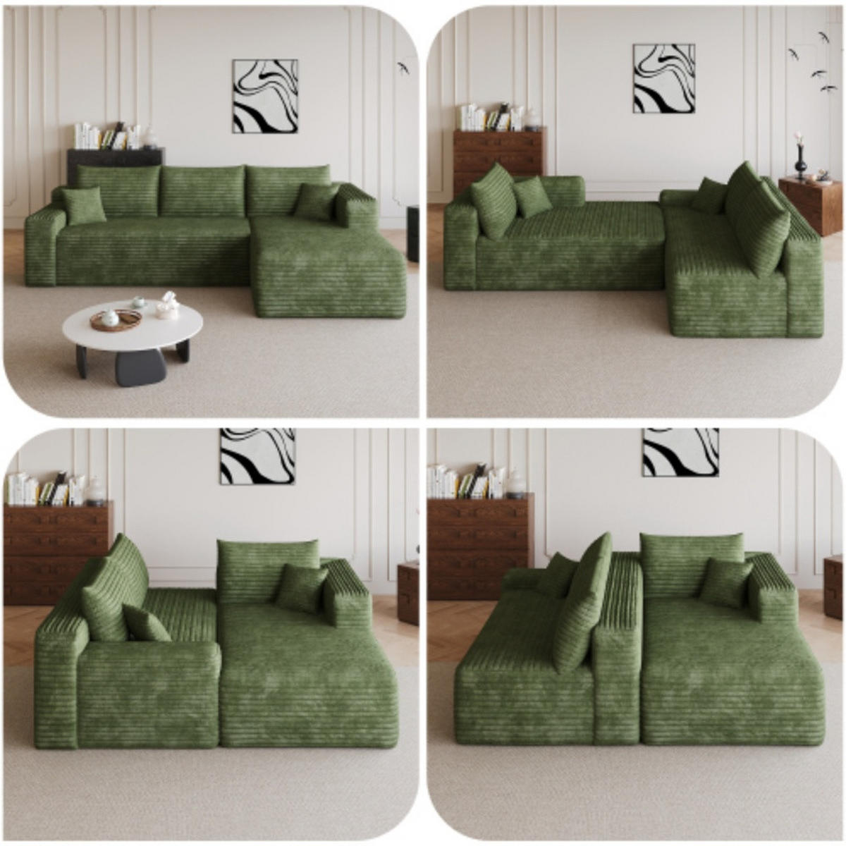 ECKSOFA 241/151/58 cm grün aus Stoff ohne Montage - Grün, Textil (151/241cm) - OKWISH
