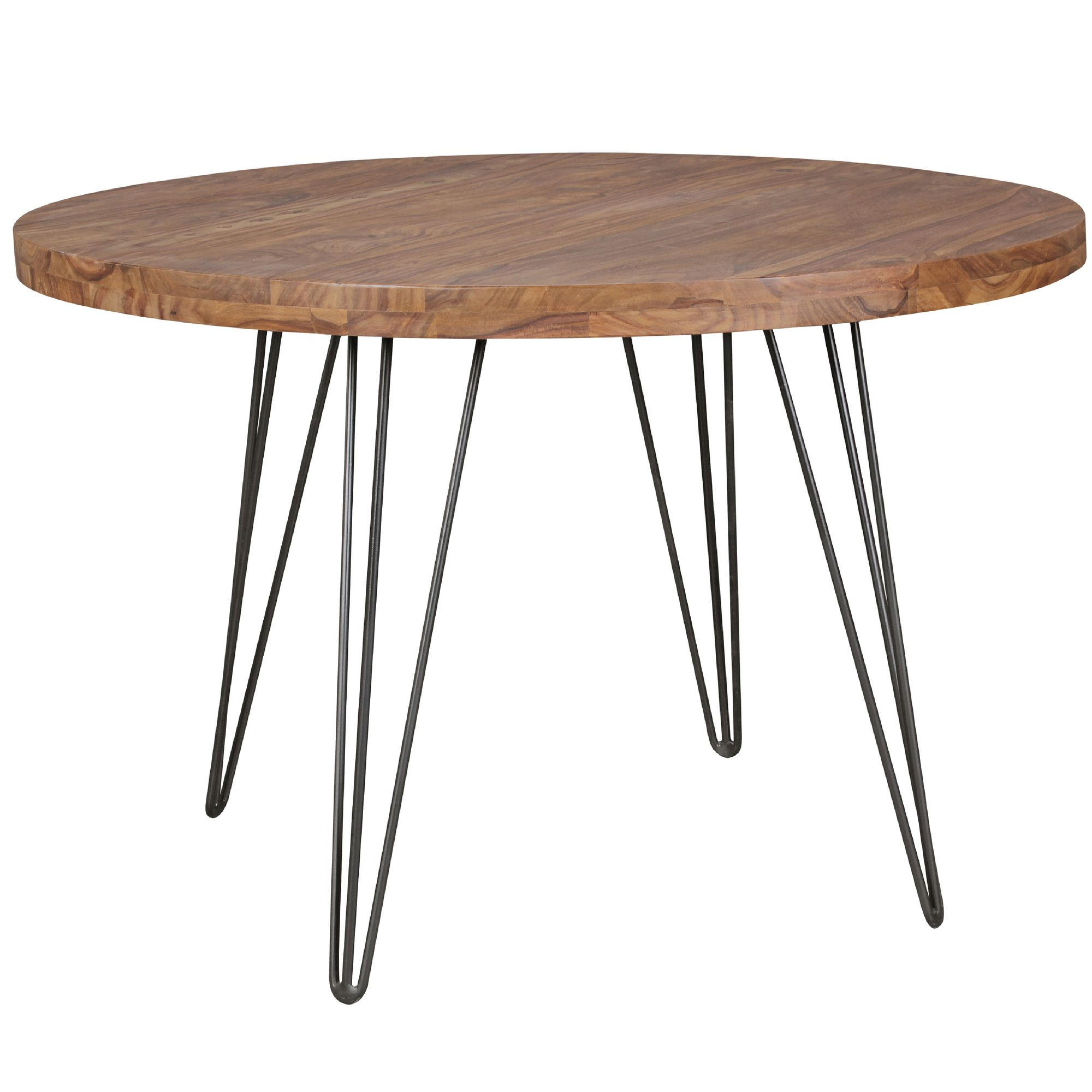 ESSZIMMERTISCH – Rund Massivholz 120 cm Landhausstil - Schwarz/Braun, Holz/Metall (73/120/78cm) - KADIMA DESIGN
