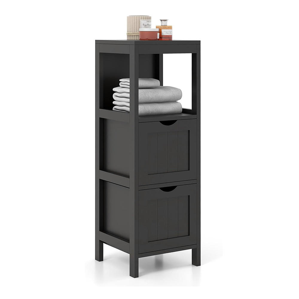 Costway Badezimmerschrank Schwarz 30x89x30 cm