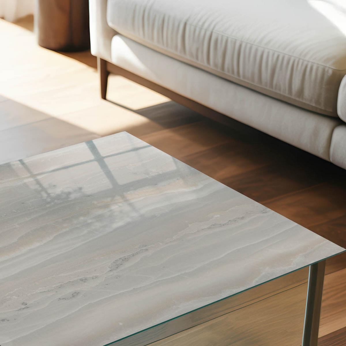 GLASPLATTE 80x60 cm – Elegante Textur - Beige, Glas (0.4/80/60cm) - ArtPrintCave