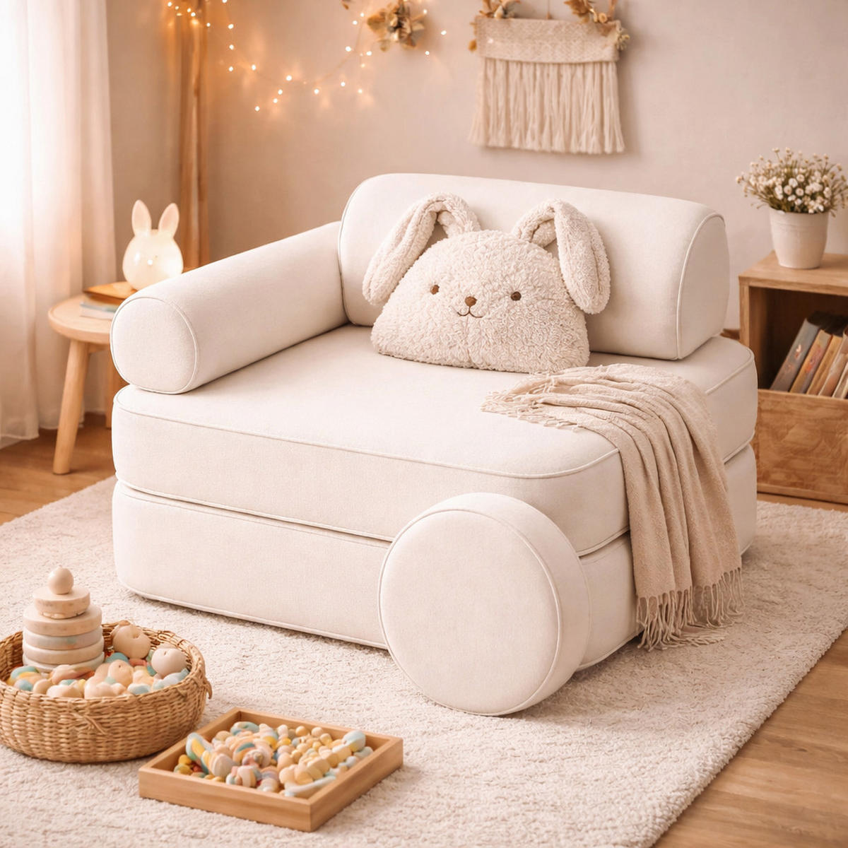 MODULARER Kindersessel weich – flexibler Spiel- und Loungesessel für Kinder - Beige, Textil (60/50/60cm) - Bees & Blooms