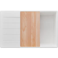 SPÜLBECKEN Kopenhagen, 2-er set Alles Weiß 78/50 cm 1 Becken + Ablauf-Set + Schneidebrett ab 60er Unterschrank - Beige/Weiß, Kunststoff (78/20/50cm) - Primagran