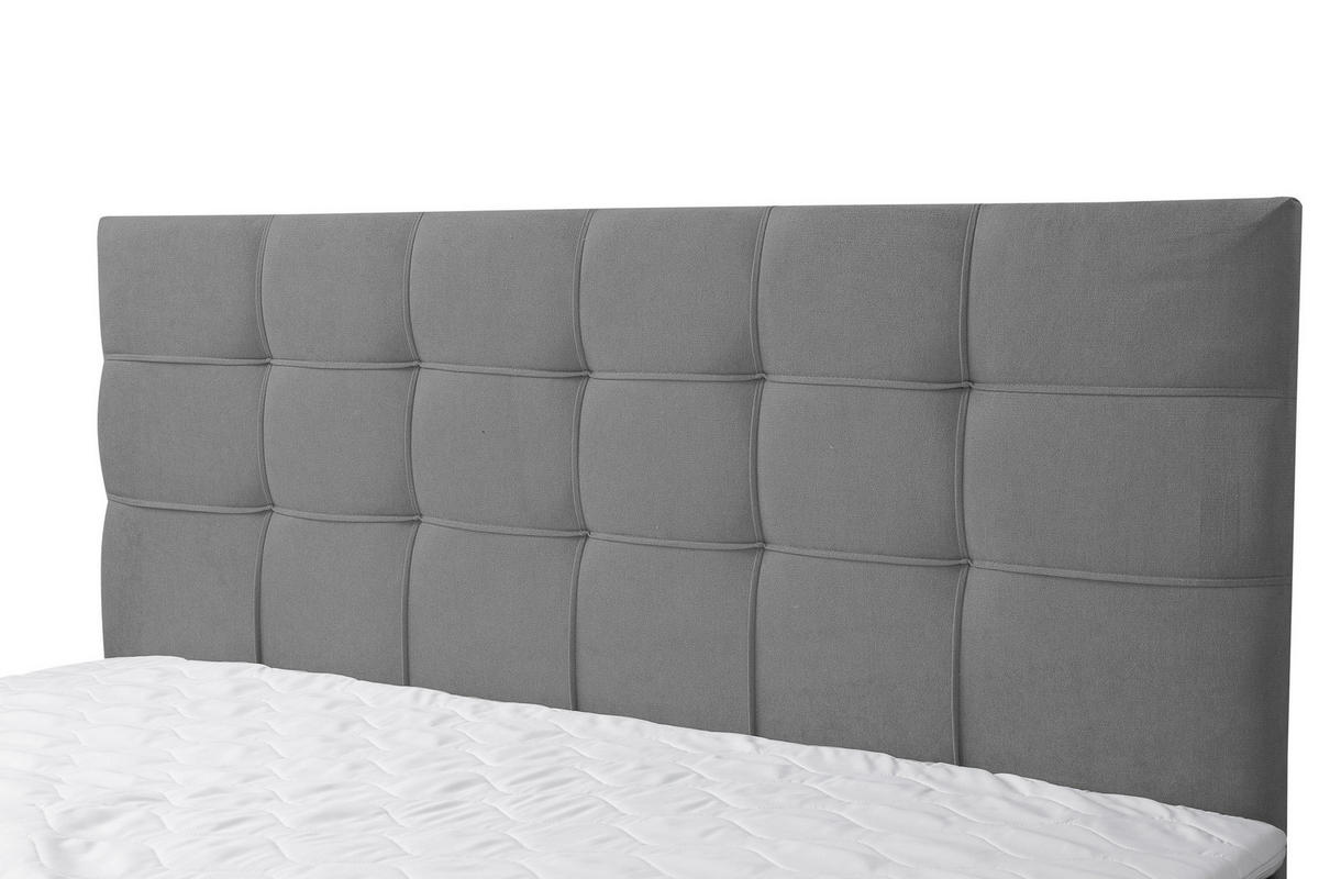 BOXSPRINGBETT BOSS, Polsterbett Maße: 160x200 cm, Farbe: Grau, Velourstoff, Doppelbett mit Bonell-Matratze H3 inkl. Topper - Grau, Holz/Kunststoff (160/200cm) - VENASI MÖBEL
