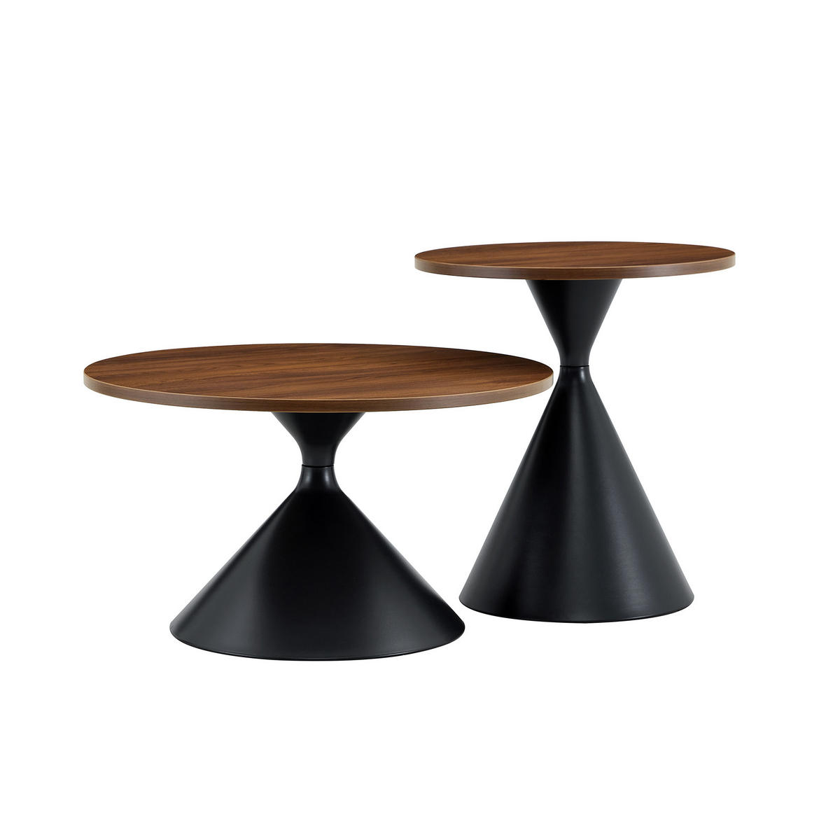 COUCHTISCH-SET DE-37434 2er-Set konusförmig mit Nussbaumoptik Nussbaum/Schwarz - Walnussfarben/Schwarz, Metall (50/50/50cm) - ComfortXL