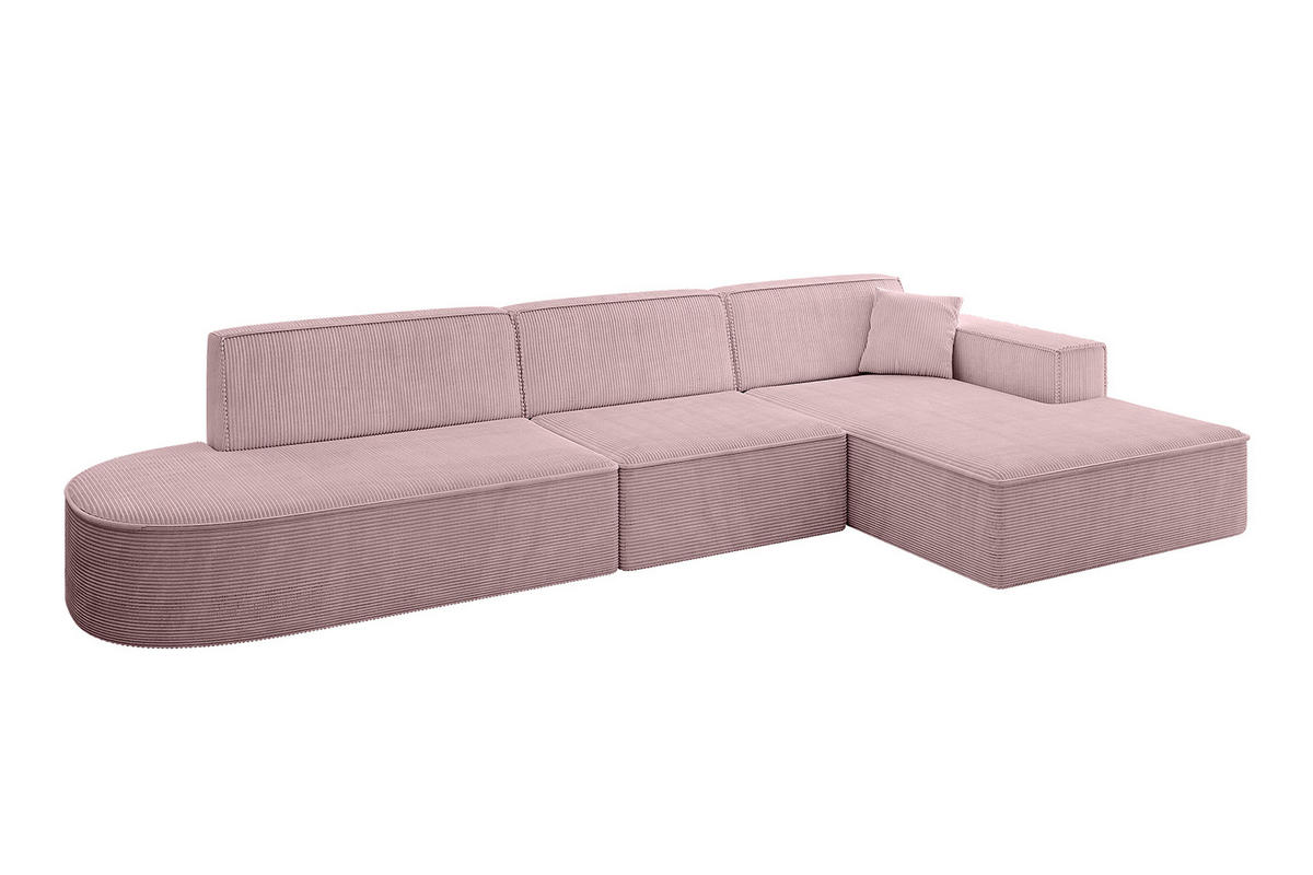ECKSOFA Ottomane Rechts IREA-L2-v4 - 328x171x79 cm Rosa - Rosa, Holzwerkstoff/Textil (171/328cm) - ALTDECOR