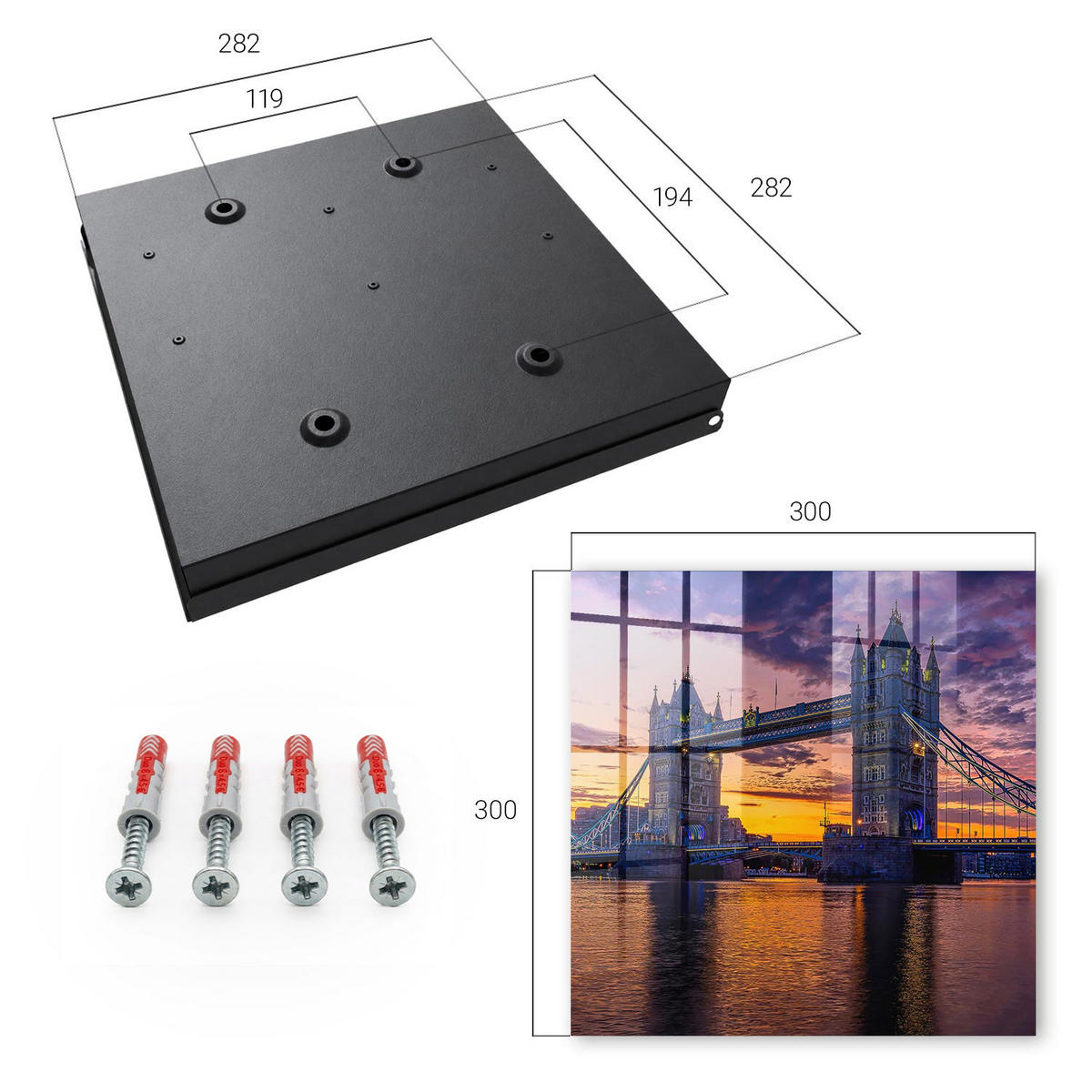 SCHLÜSSELBOX Schwarz 30x30 cm- Türöffnung nach rechts - Ein zauberhafter Ausblick - Lila, Metall (30/30/5cm) - TULUP