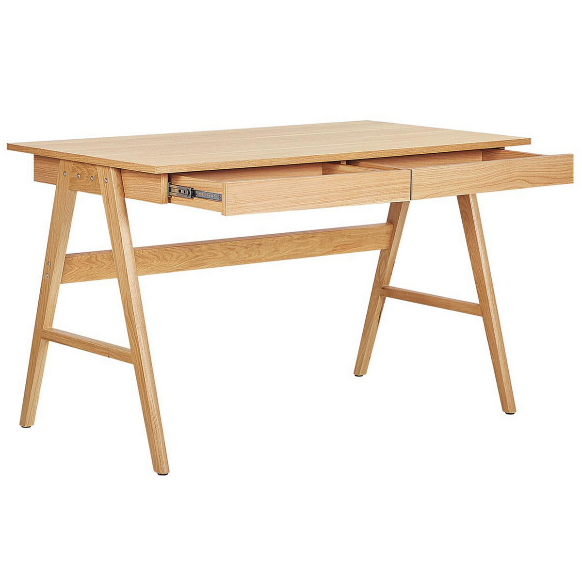 SCHREIBTISCH heller Holzfarbton 120/70/75 cm Sheslay - Hellgrau, Holzwerkstoff (70/120/75cm) - Beliani
