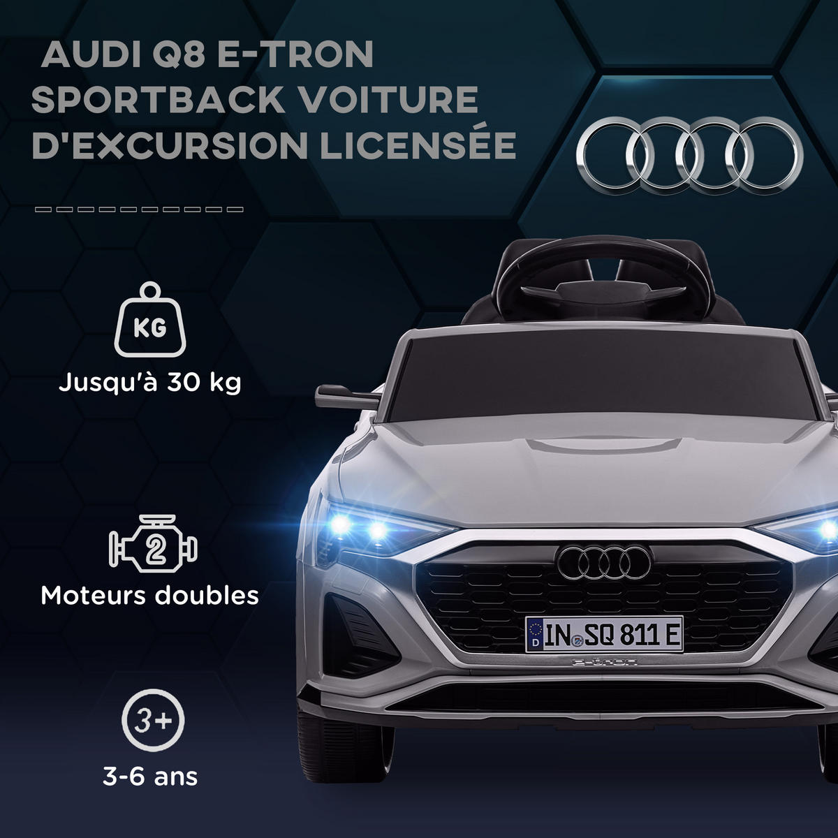 ELEKTRO-KINDERAUTO DE-13158 2,4G Fernbedienung Grau - Grau, Kunststoff (98/49.5/43cm) - ComfortXL
