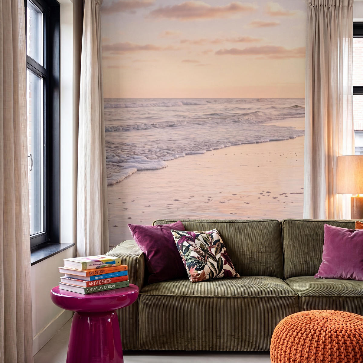 TAPETE - Strand - Brandung - Wolken - 140x200 cm - Hellrosa, Papier (140/200cm) - OnlyWow