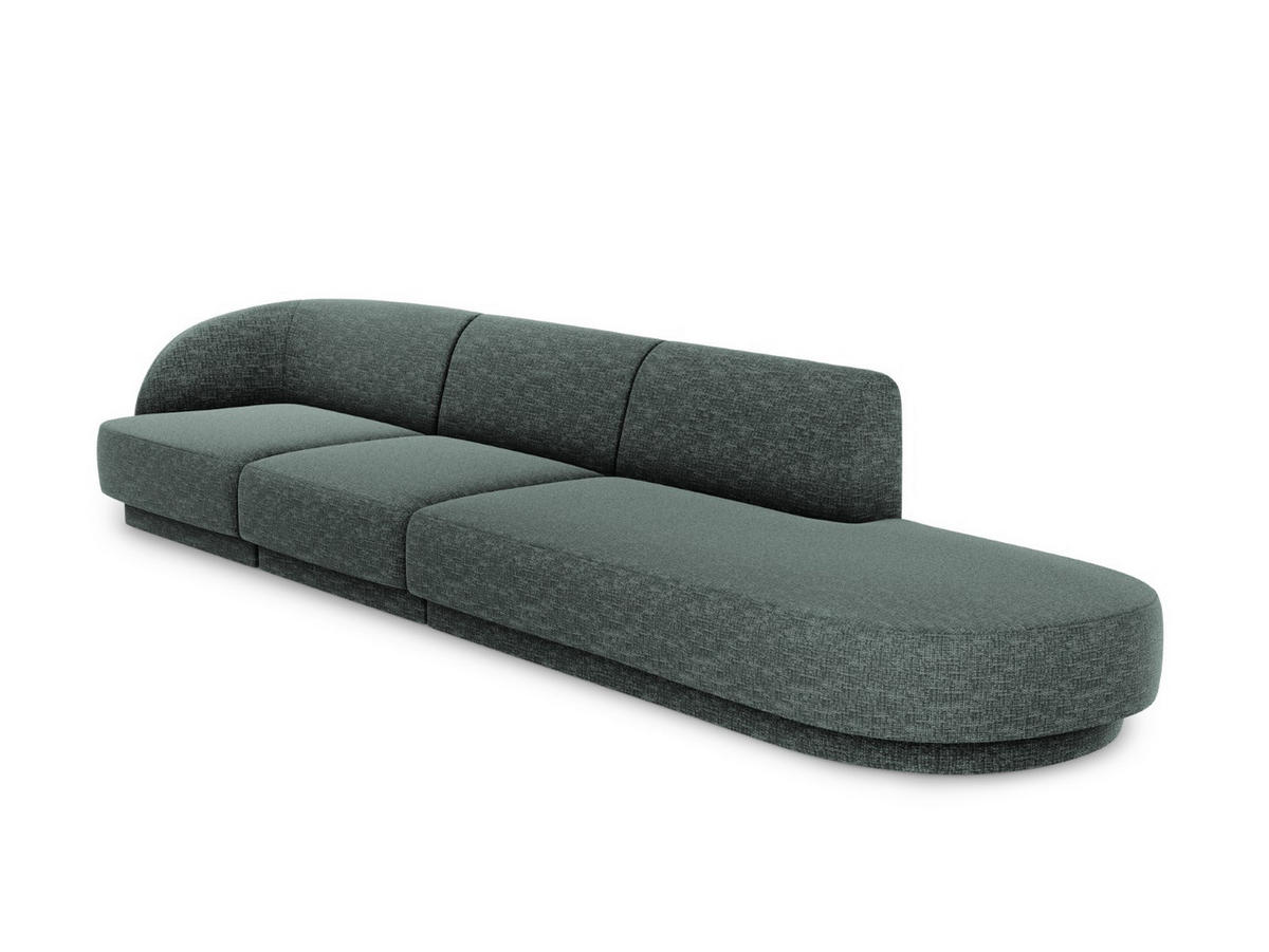 RECHTES-SOFA Miley aus Chenille-Stoff petrol 4 Sitzplätze - Petrol, Textil (90/70/323cm) - Micadoni