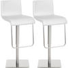 BARHOCKER 2er Set Lederlook Weiß - Edelstahlfarben/Weiß, Textil/Metall (41/80/46cm) - CLP