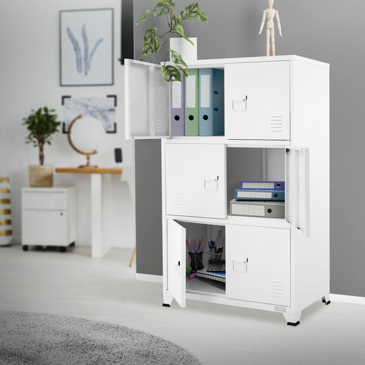 AKTENSCHRANK 75x40x120 cm Weiß aus Stahl - Weiß, Metall (40/120/75cm) - ML-DESIGN