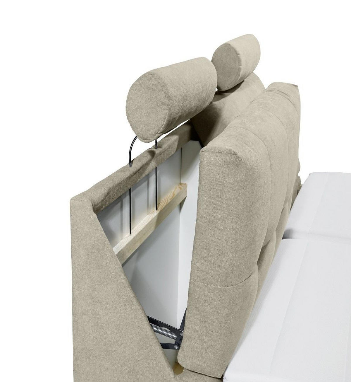 BOXSPRINGBETT inkl. Elektrofunktion, 7-Zonen-Tonnentaschen-Federkernmatratze und Komfort T25 Schaumtopper - Taupe/Beige, Holz/Holzwerkstoff (180/200cm) - ed exciting design