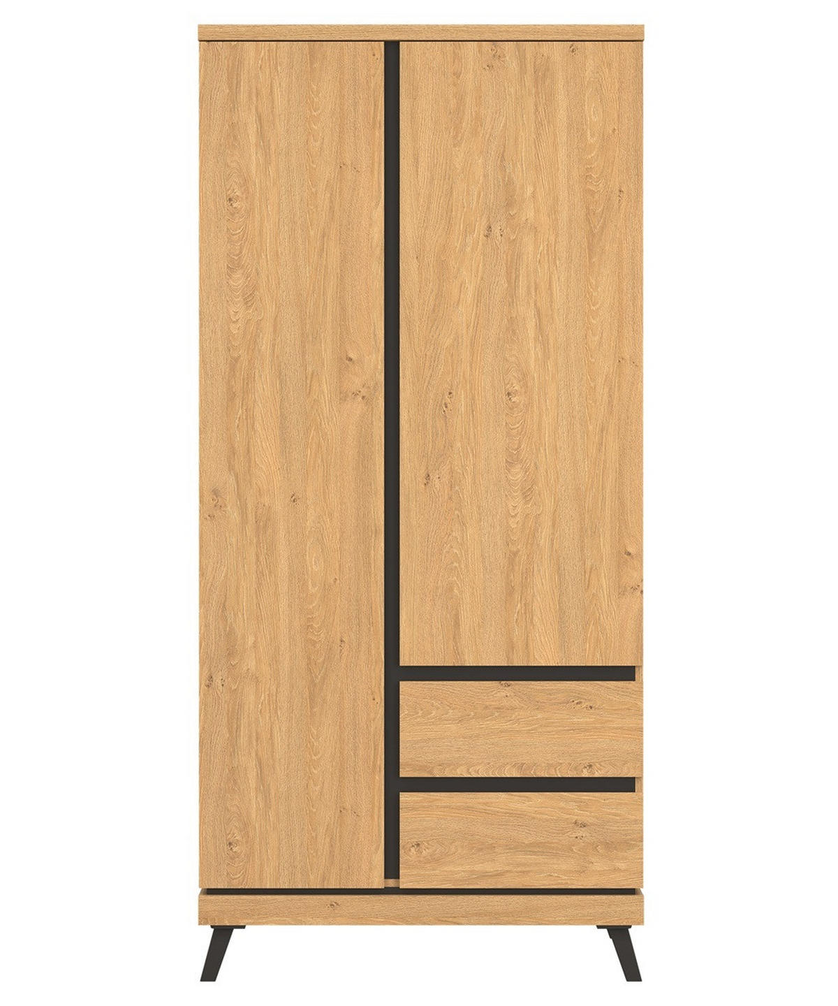 JUGENDZIMMER Art Set B mit Bett 120 x 200 - Steineiche / Schwarz - Eichefarben/Schwarz, Holzwerkstoff (128/106/220cm) - QMM TraumMöbel