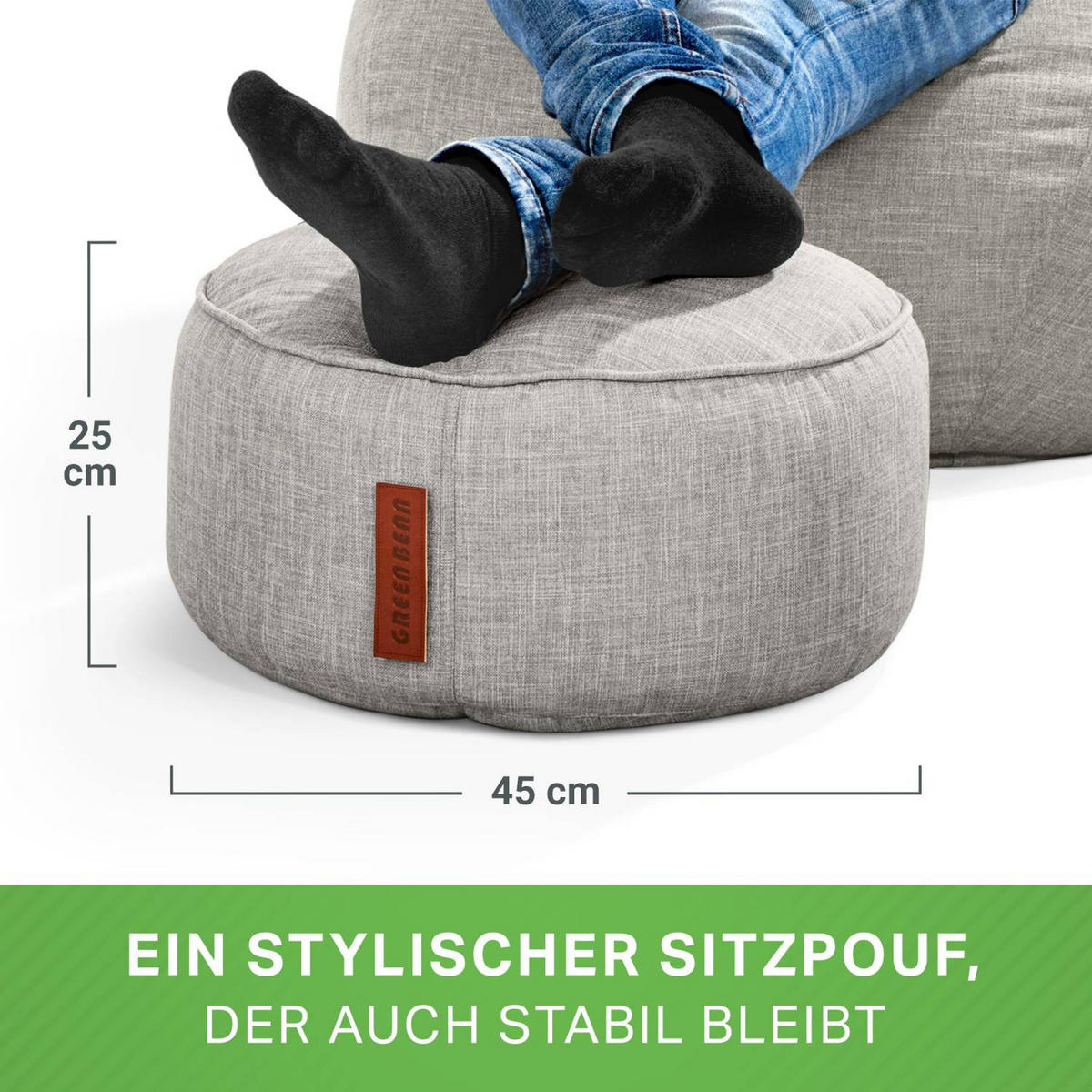 SITZSACK-HOCKER "Home Linen" 45x25cm - Grau, Textil (45/25/45cm) - Green Bean