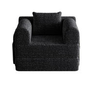 SCHLAFSOFA 2-in-1 in Schwarz – klappbar mit Armlehnen-Staufach und Chenillebezug - Schwarz, Textil (181.6/49.5/94cm) - BEAOK