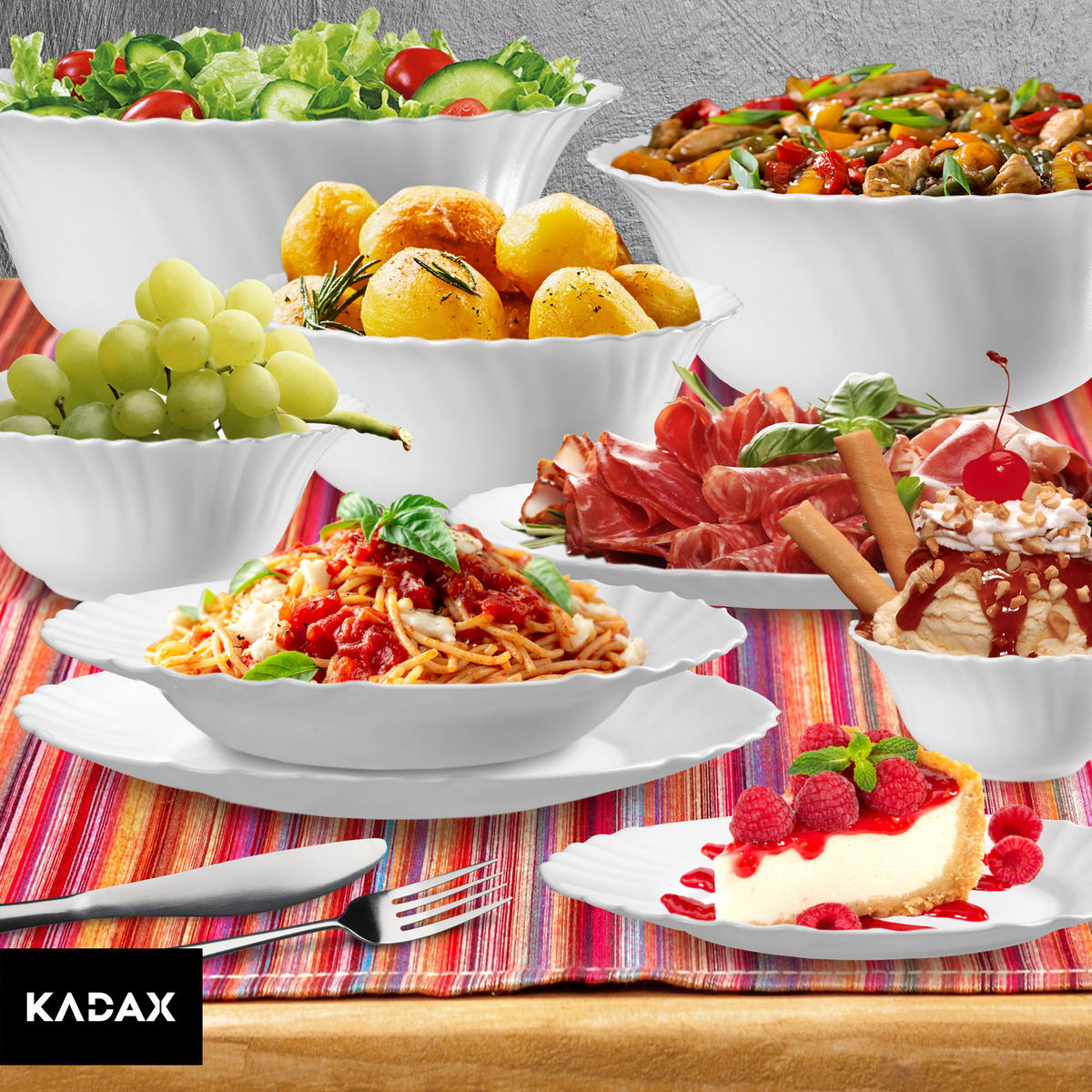 SALATSCHÜSSEL aus Glas, 23 cm, weiß - Weiß, Glas (23cm) - KADAX