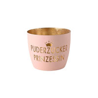 TEELICHTHALTER Madras Puderzucker Prinzessin M, Eisen, Pastellrosa / Gold, H 8.5 cm - Rosa, Metall (9cm) - Gift Company