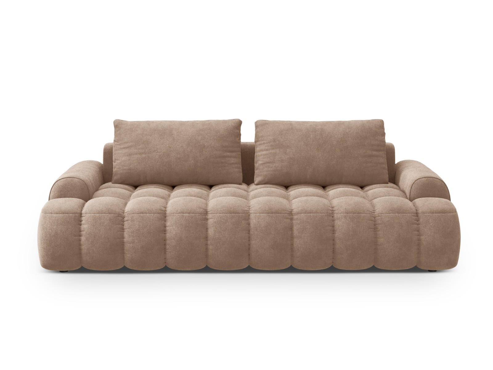 AUSKLAPPBARES-SOFA mit Bettkasten Linz aus Samt dunkelbeige 4 Sitzplätze - Mokka, Textil (100/84/250cm) - Cosmopolitan Design