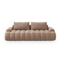 AUSKLAPPBARES-SOFA mit Bettkasten Linz aus Samt dunkelbeige 4 Sitzplätze - Mokka, Textil (100/84/250cm) - Cosmopolitan Design