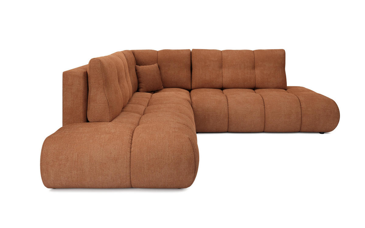 ECKSOFA DUCA II R-S Orange Chenille mit Schlaffunktion - Orange, Holz (266.5/266.5cm) - MASSENO