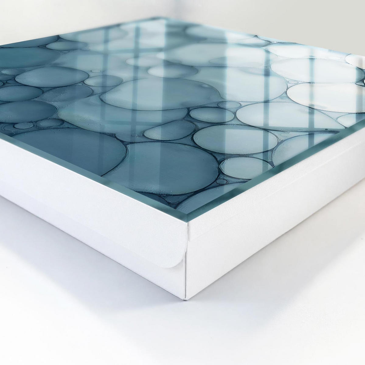 SCHLÜSSELBOX Weiß 30x30 cm – Türöffnung nach rechts - Blaue Blasen - Blau, Metall (30/30/5cm) - TULUP