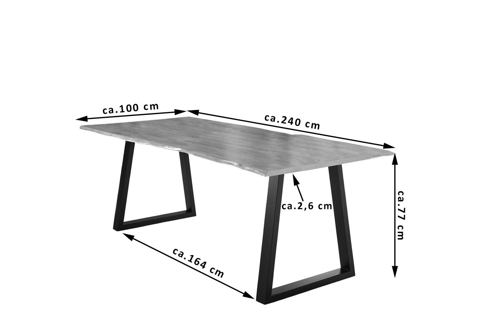 ESSTISCH LUBIN - Schwarz/Braun, Holz/Metall (100/240/77cm) - SAM