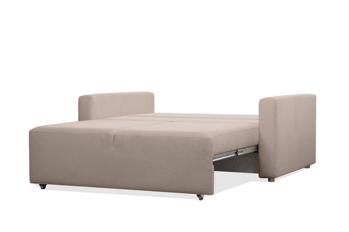 SOFA Mira Beige, Zweisitzer Sofa, mit Schlaffunktion - Beige, Holzwerkstoff/Textil (170/99/114cm) - Bettso