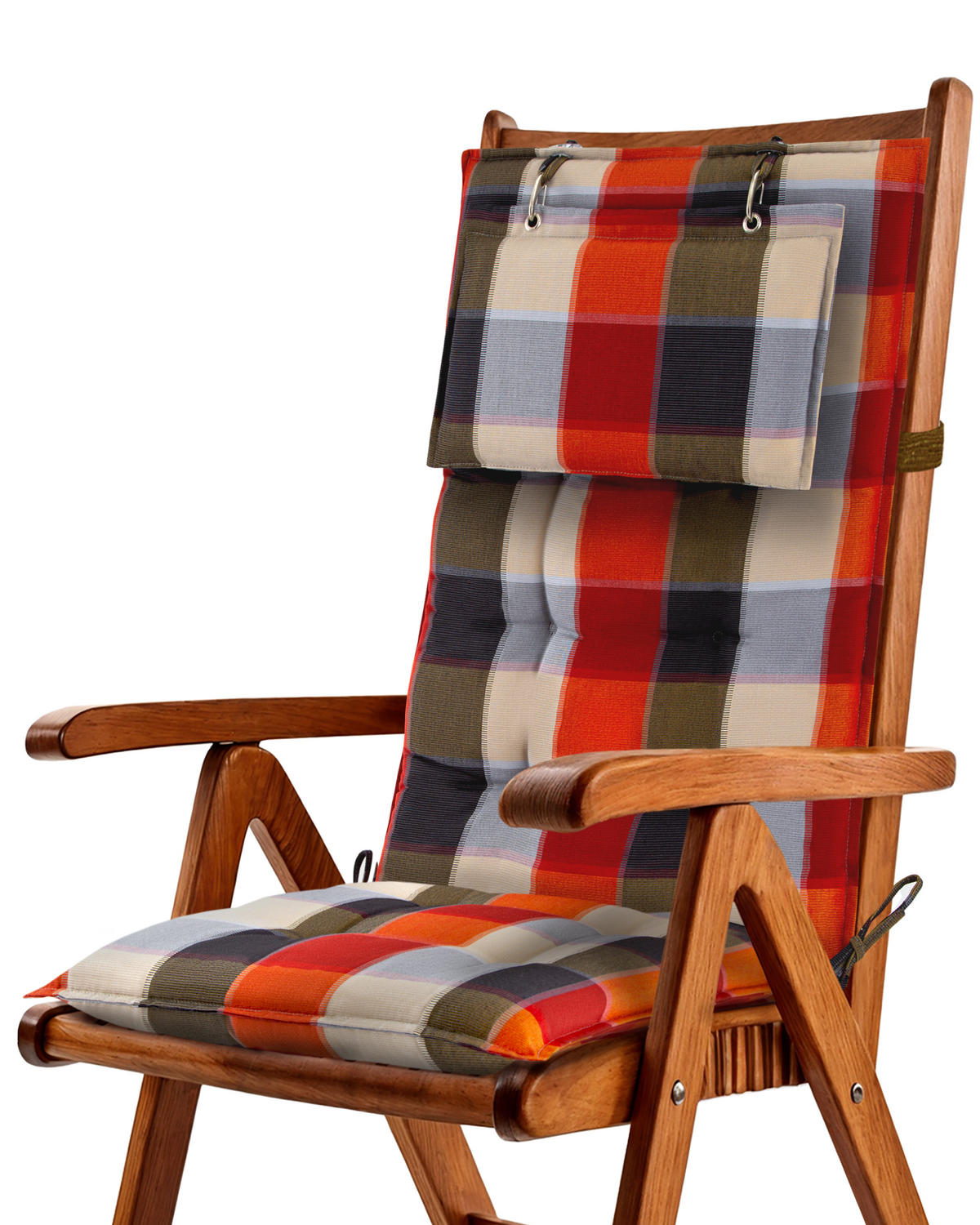 HOCHLEHNERAUFLAGE Sun-HL 119/50/8cm Orange-Beige-Kariert - Multicolor, Textil (50/8/119cm) - Beautissu 