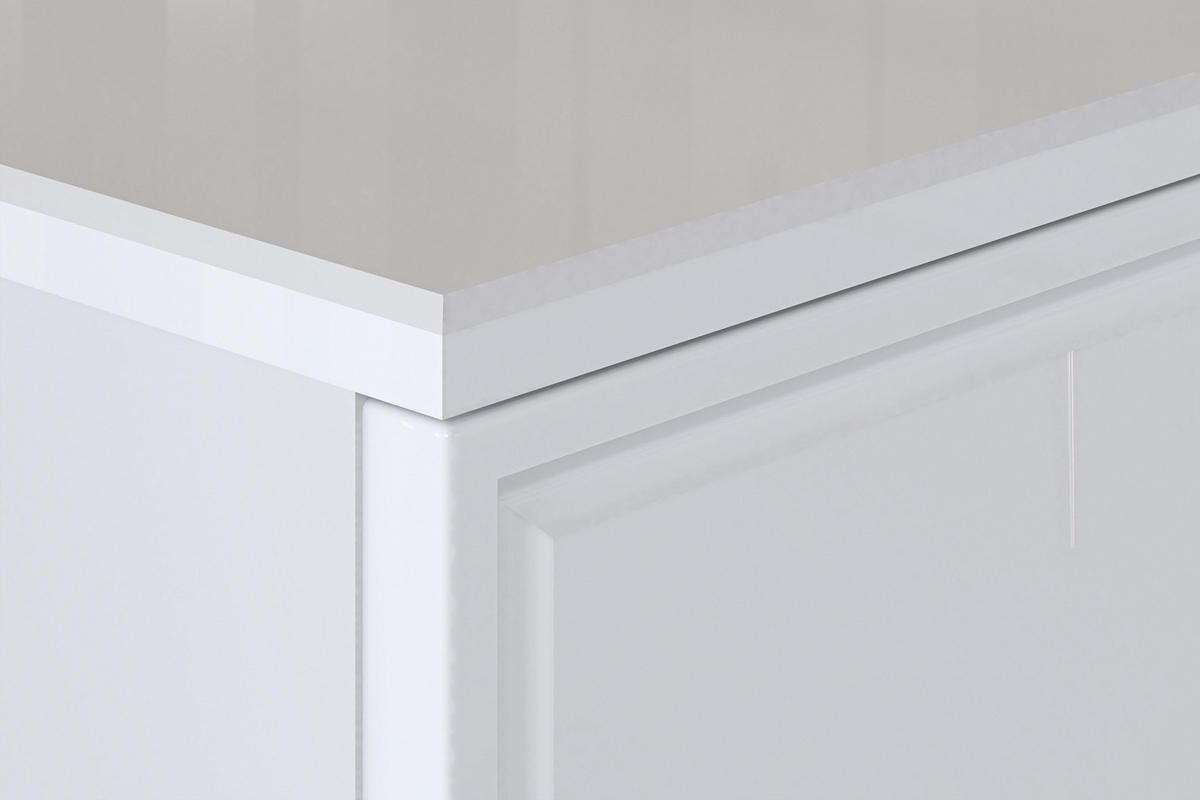KOMMODE ISORIA viel Stauraum, Glas Weiß - Goldfarben/Weiß, Holz/Metall (160/85/40cm) - KONSIMO®