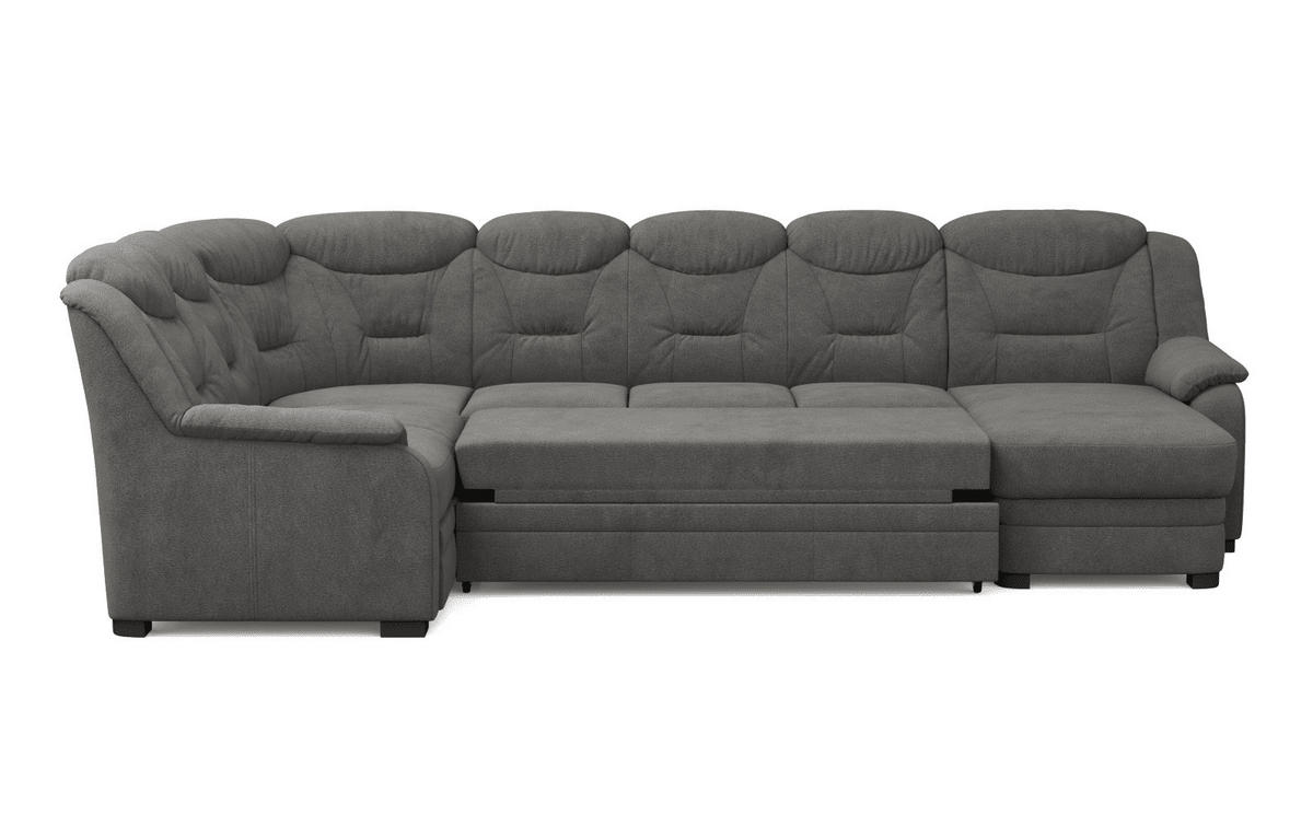 WOHNLANDSCHAFT mit Schlaffunktion und Bettkasten – weiches Chenille-Gewebe - Dunkelgrau/Anthrazit, Holz/Kunststoff (330/99/211cm) - Cotta