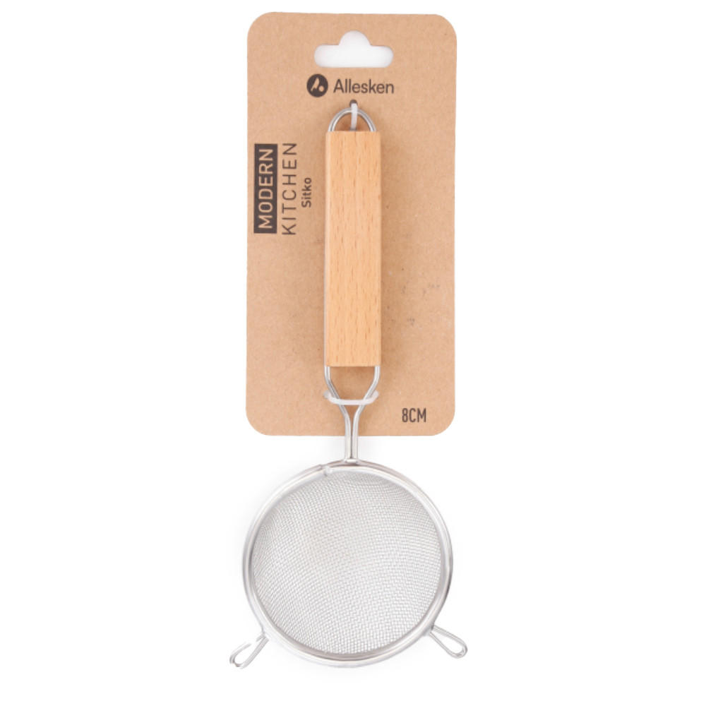 SIEB Modern Kitchen Naturfarbe Silber 8/8/8 cm Holz - Silberfarben/Naturfarben, Holz/Metall (8cm) - Mondex