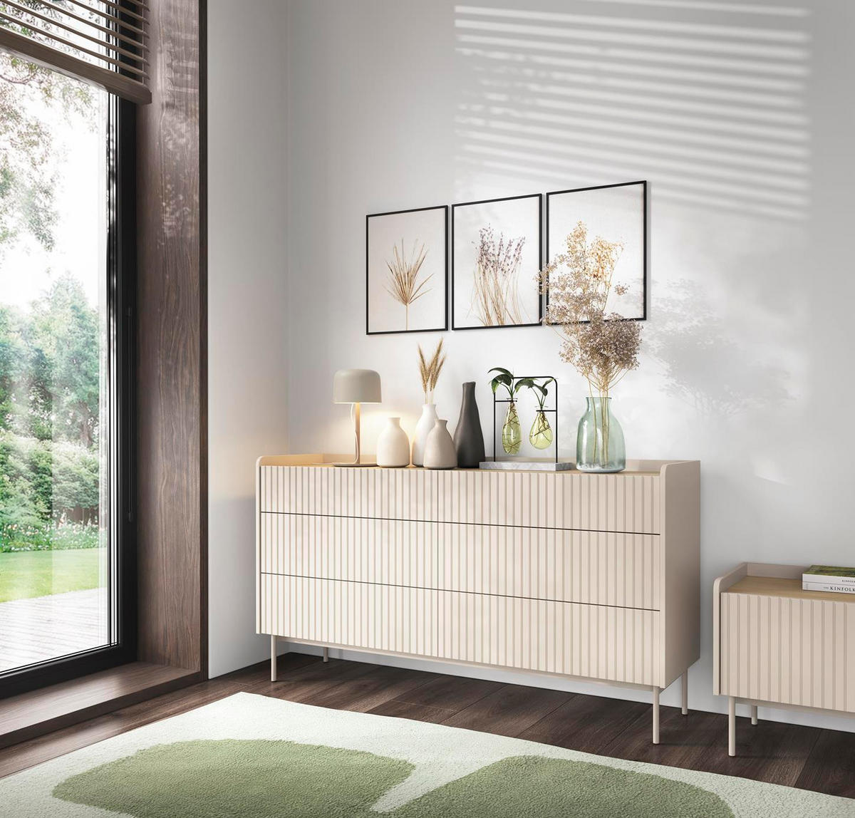 KOMMODE Levant 153 Beige, Schubladenkommoden - Beige, Holzwerkstoff (153/82/38cm) - Bettso
