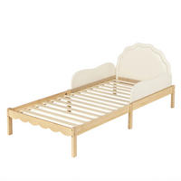 BETT 90/200 cm DE-32727 mit PU-Kopfteil und Seitengittern Beige - Naturfarben, Holz (90/200cm) - ComfortXL