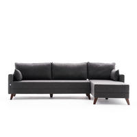 ECKSOFA mit losen Rückenkissen und Schlaffläche - Anthrazit/Walnussfarben, Holz/Kunststoff (165/275cm) - myHomelando