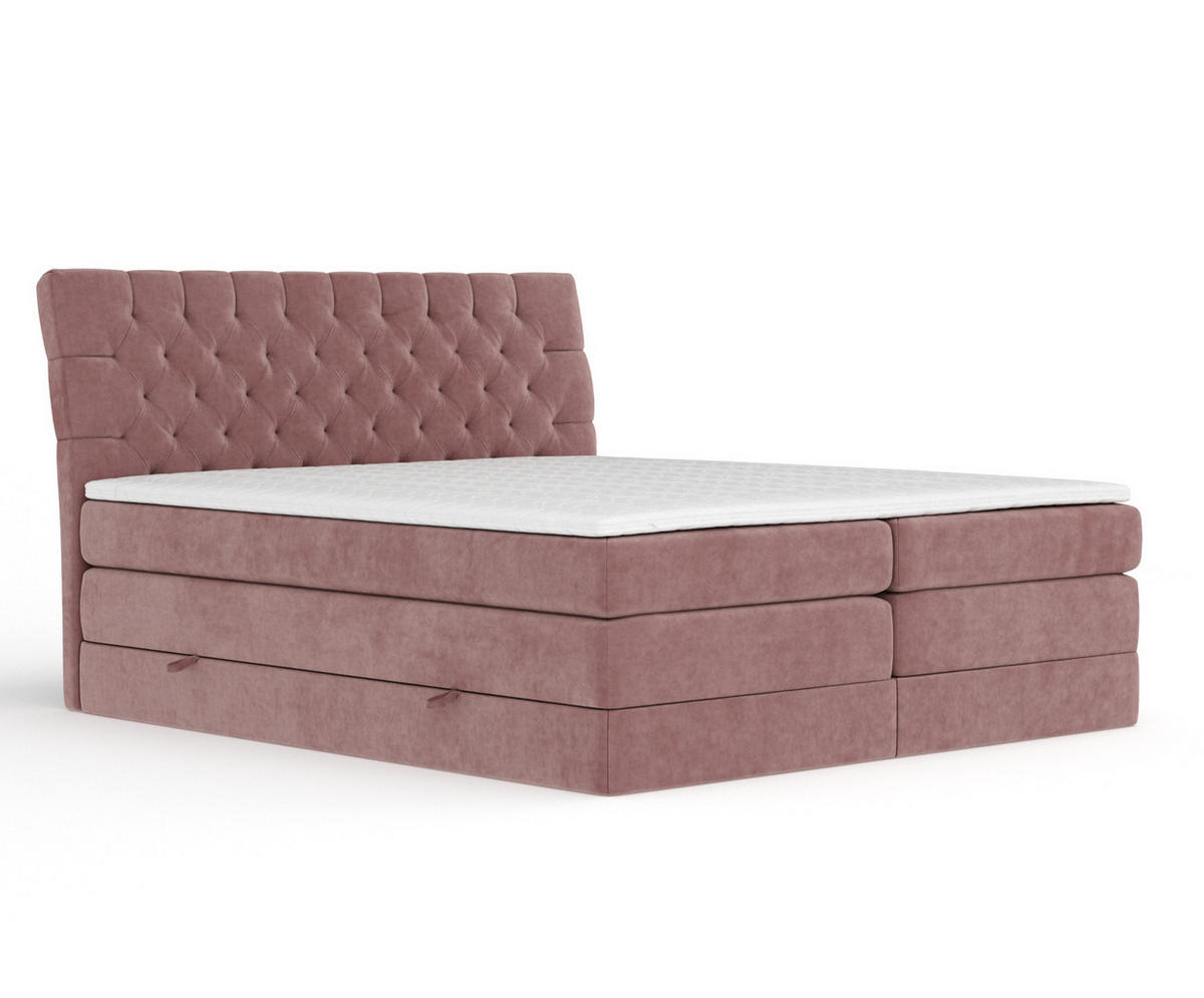 BOXSPRINGBETT Seraphine Rosa 160/200 cm - Schwarz/Rosa, Holz/Holzwerkstoff (160/200cm) - Maison de Reve
