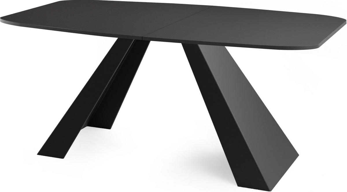 ESSTISCH Monte rechteckig ausziehbar, Schwarz 180-220/90/76 cm - Schwarz, Holzwerkstoff/Metall (180/90/76cm) - WFL GROUP