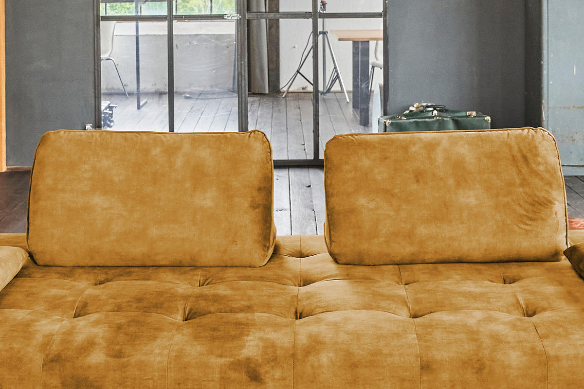 SOFA WIOLO Gold Velvet - Silberfarben/Goldfarben, Textil (240/80/110cm) - KAWOLA