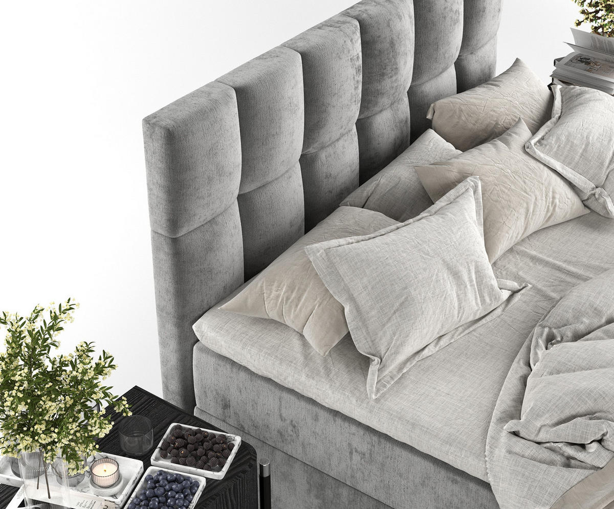 BOXBETT Essence Grau 160/200 cm - Schwarz/Grau, Holz/Holzwerkstoff (160/200cm) - Maison de Reve