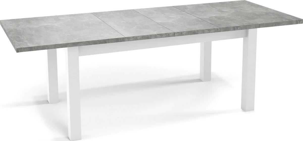 ESSTISCH Molly rechteckig ausziehbar, Grauer Beton 160-240/90/75 cm - Hellgrau/Weiß, Holz/Holzwerkstoff (160/90/75cm) - WFL GROUP