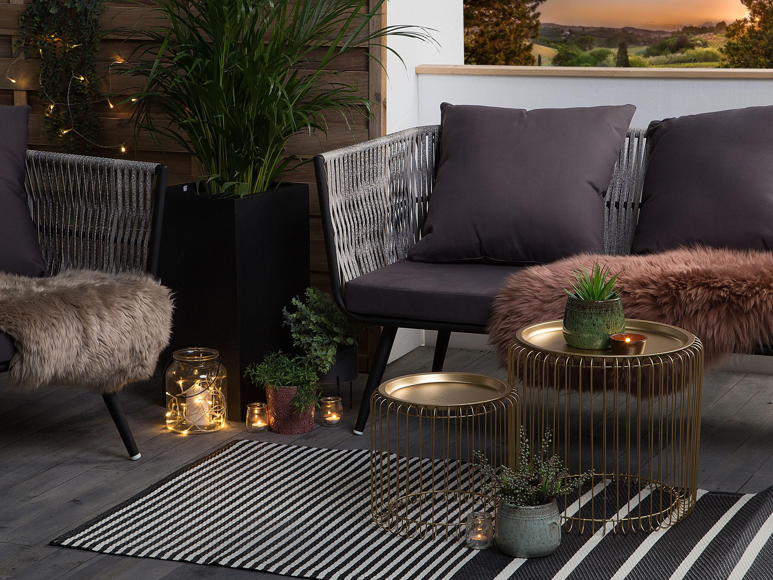 OUTDOOR-TEPPICH Haldia 180/90 cm - Schwarz, Kunststoff (90/180cm) - Beliani