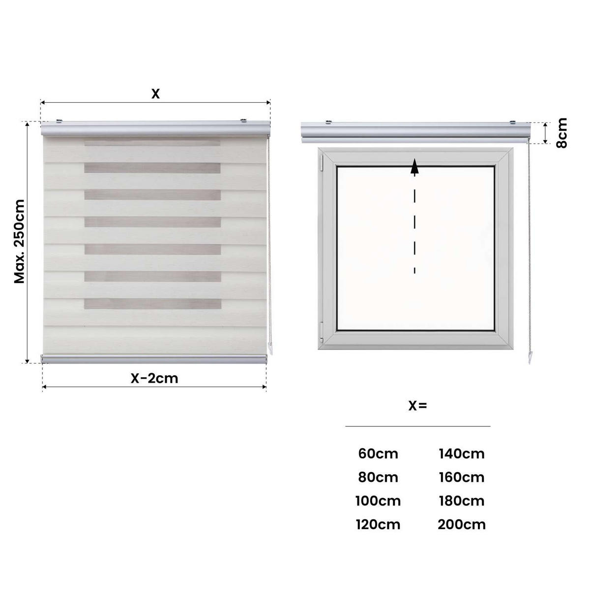 DOPPELROLLO Motorisiertes Leinen 120x250 cm - Beige, Kunststoff (120/250cm) - STORESDECO