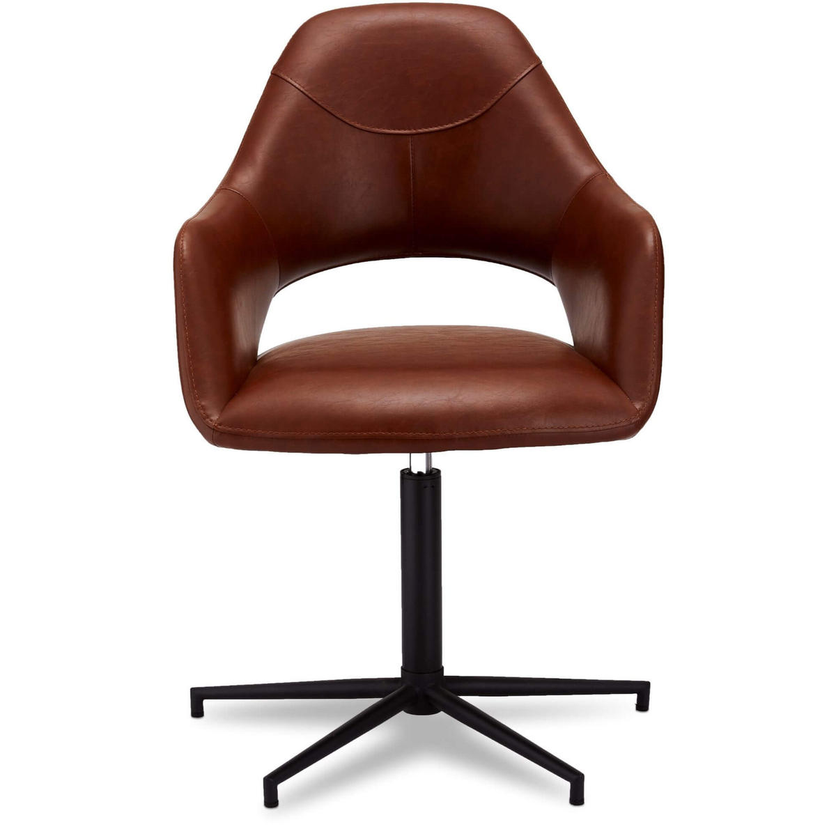 STUHL-SET 2 Stück in Kunstleder - Schwarz/Braun, Textil/Metall (59/89/64cm) - Furnhouse