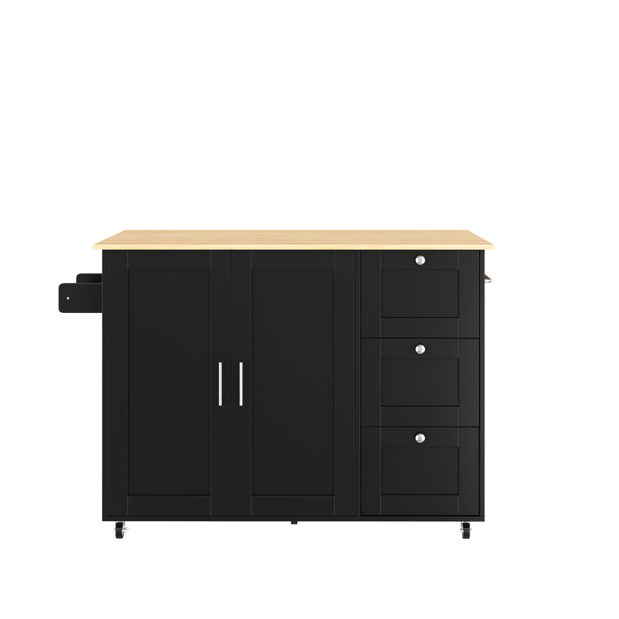 KÜCHENINSEL Schwarz 135/44/90 cm - Schwarz, Holzwerkstoff (135/90/44cm) - PANGIVO