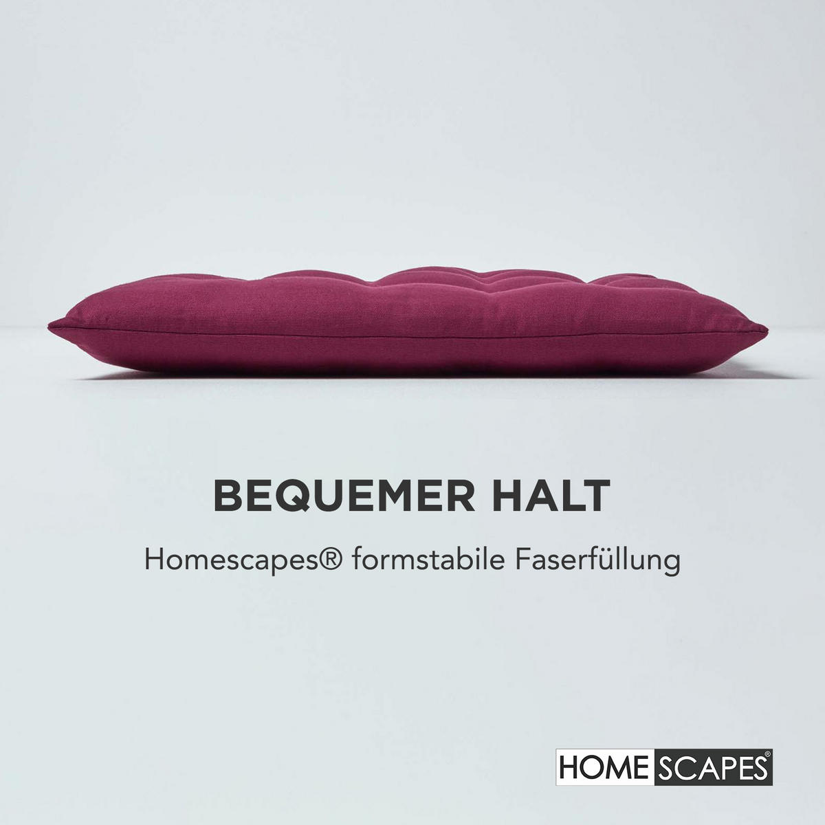 STUHLKISSEN 4er-Set weinrot 40/40/6,5 cm - Weinrot, Textil (40/40/6.5cm) - Homescapes