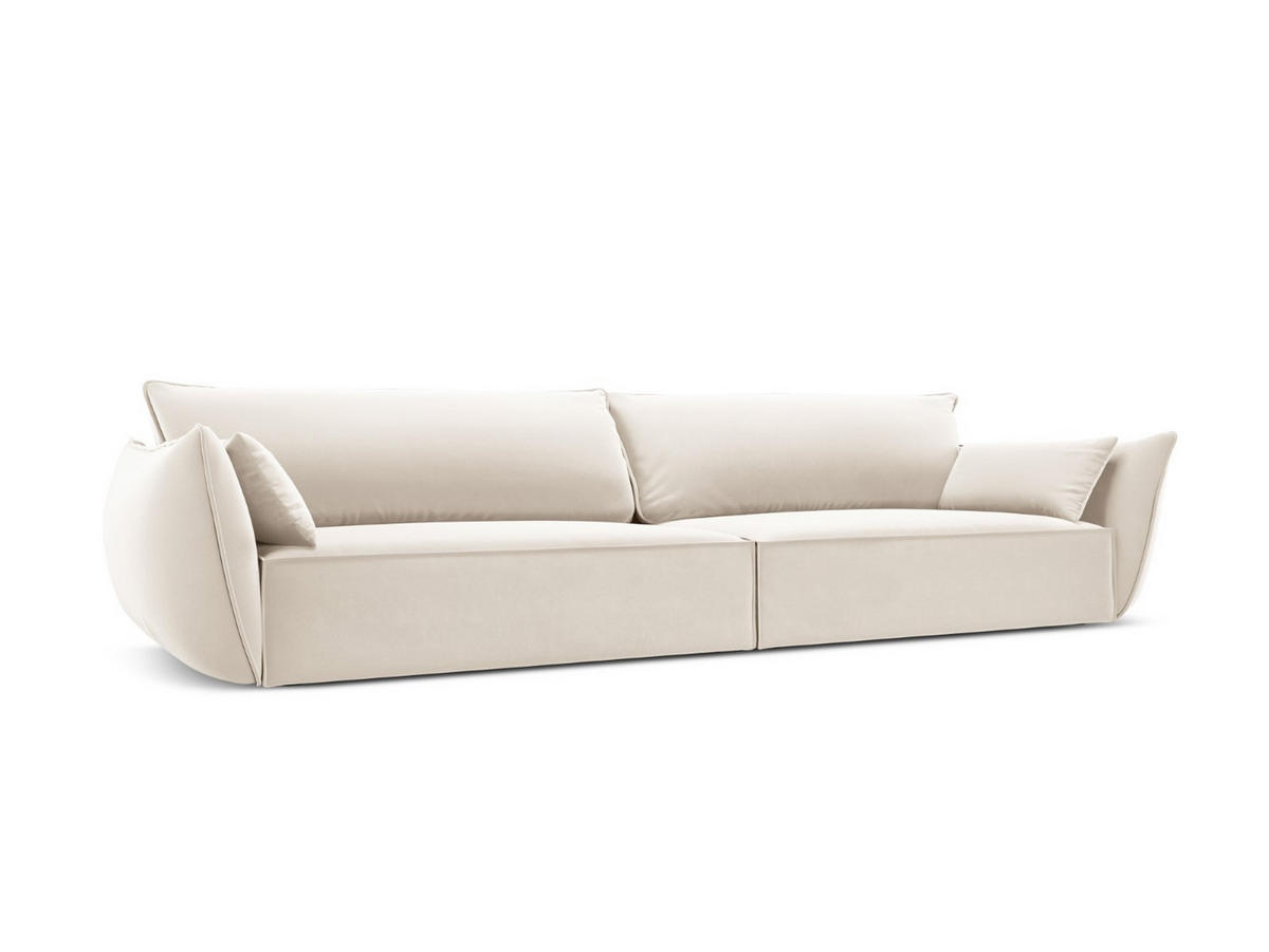 SOFA Kaelle aus Samt leichtes beige 4 Sitzplätze - Creme, Textil (110/85/248cm) - Micadoni